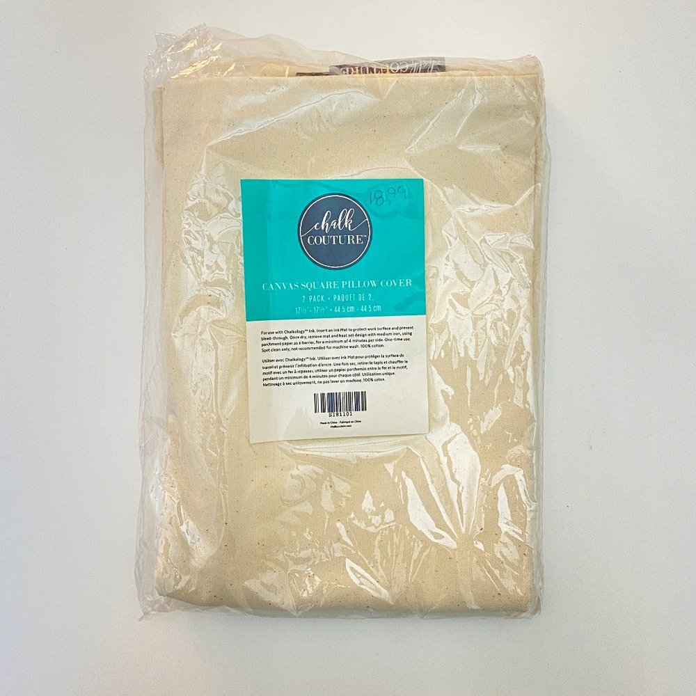 Chalk Couture Canvas Square Pillow Cover 2Pack 17.5 x 17.5 For Crafting